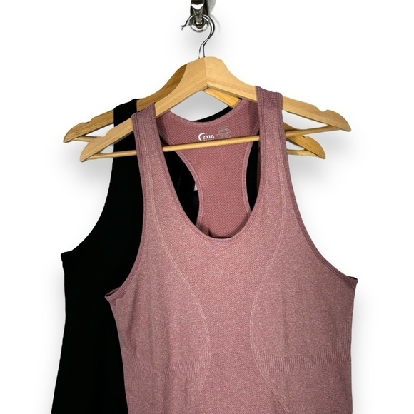 Zyia Active Racerback Activewear Tank Tops, Black & Rose, Size Large (2) - Picture 4 of 13